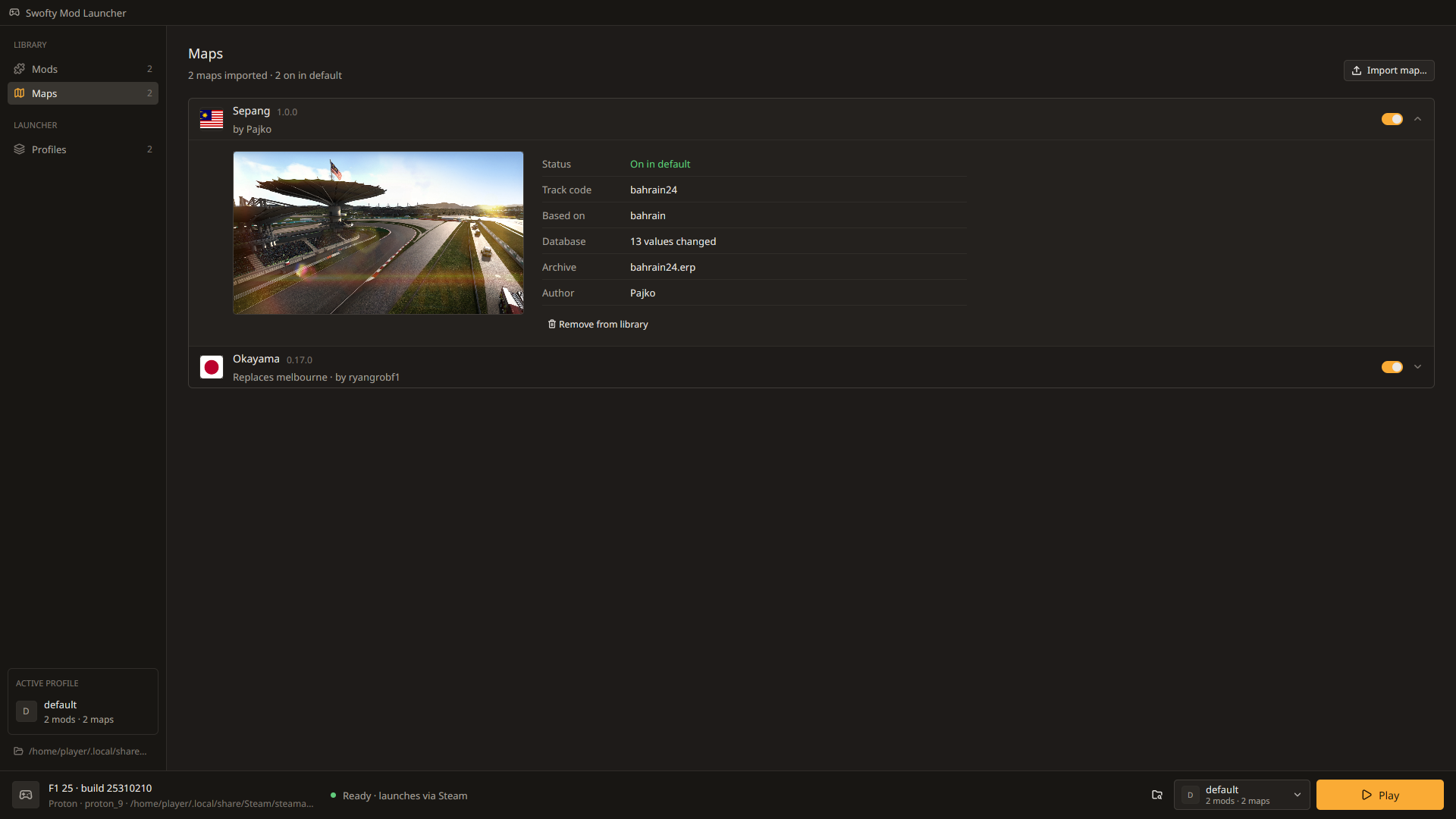 The F1 Mod Manager launcher